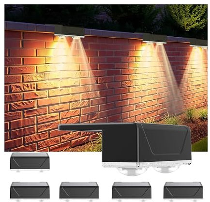 Lankey Sound Solarleuchten für Außen, IP67 Wasserdichte Solarlampe, Solarlampen für Außen Wand mit 3 Leuchtmodi,für Garten, Terrasse, Zaun, Treppen, Haustür, Weg (6 Stück)