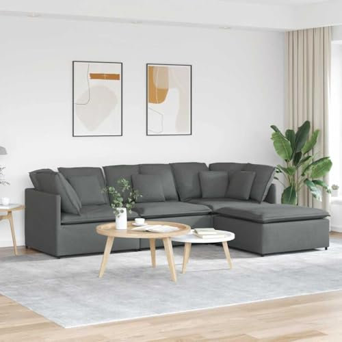 IKAYAA Ecksofa - Couch 3 Sitzer mit Fußhocker, Couch in L-Form - Chaiselongue- Eckcouch - Sofa 3 Sitzer für Wohnungen/Wohnzimmer - Dunkelgrau