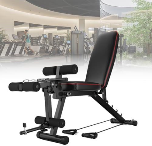 ypuxil Hantelbank Gym Bench Mit 5-Fach Verstellbarer Rückenlehne (95°–190°), hochwertiger 6 cm Polsterung und hochdichtem Schaumstoff für das Home-GymBlack,162CM