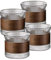 Holzwurm Lot de 4 tasses à expresso en verre 170 ml avec bois de noyer, verres à cappuccino, tasses à thé pour thé, tasses à expresso, moka pour les amateurs de café (transparent)