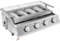 Barbecue a gas, 4 fuochi in acciaio inox, griglia da tavolo, griglia rimovibile, superficie griglia 55,8 x 23,2 cm, altezza regolabile 0-7 cm, per campeggio, balcone, giardino, argento