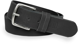 Camp David Herren Ledergürtel aus Büffelleder mit Logo-Prägungen, 4 cm breit, Jeans-Gürtel mit Dornschließe