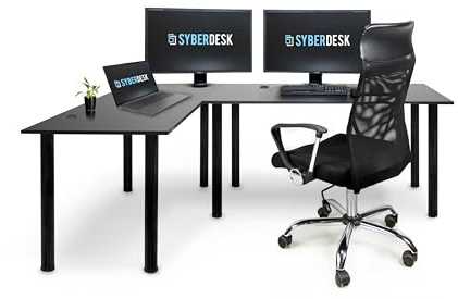 SyberDesk Gaming Pro - Eckschreibtisch 197 x 132 cm - linke Seite, Schwarz - Gaming & Computer Schreibtisch