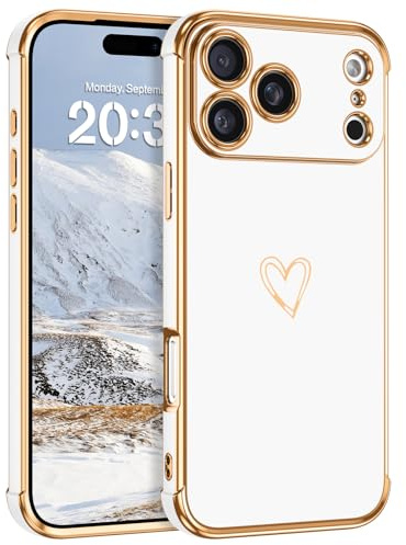 DUEDUE für iPhone 17 Pro Hülle 5G 6,3 Zoll, Weiche TPU Silikon Schutzhülle mit Herz Muster, Stoßfest Kratzfest mit erhöhtem Kameraschutz, Modische Handyhülle für Damen & Mädchen, Weiß