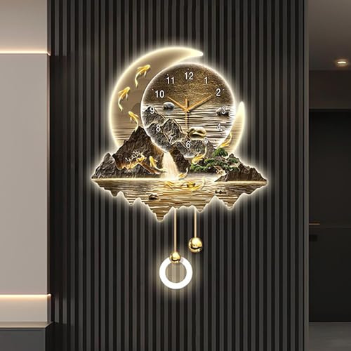 XDOPIRRS Moderne dekorative Wanduhr-Kunstleuchte, eingestecktes 3D-Relief-LED-Dekobild, Heimdekoration geeignet für Schlafzimmer, Wohnzimmer und Küche.(B,40 * 60cm/15.7 * 23.6in)