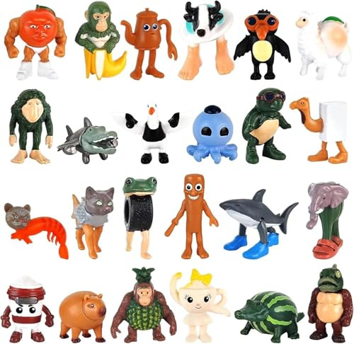 JSTHHTT 24 Stück Tung Tung Tung-Sahur Figur, Italian Brainrot Figuren, Tralalero Tralala Figur Zum Sammeln und Dekorieren, Italian Brainrot Animals Figurines Erwachsene