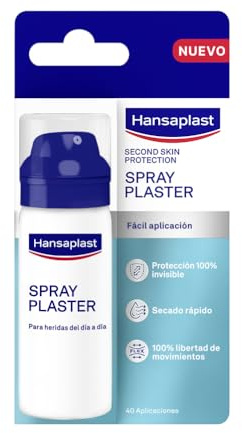 Hansaplast Apósito en Spray para heridas (40ml-40 aplicaciones)- Fácil de usar, apósito segunda piel en spray, resistente al agua para cortes pequeños, abrasiones y rasguños, protege como segunda piel