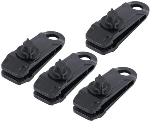 MOBUTOFU 4 Stück Robuste Planenclips für Zelt und Camping, Schwarz