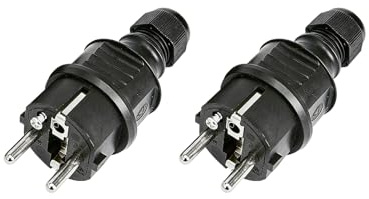 2 PCS Enchufes 230V, Conectores de Seguridad de Goma y Plástico Negro, Clavija Enchufe Macho, enchufe macho para cable, para Uso al Aire Libre y Sitios de Construcción, Enchufe Eléctrico de 3 Pines
