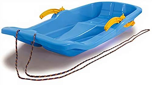 JAMARA 460365 - Snow Play Bob Karol mit Bremse - 80cm Lenkung jeweiligen Handbremse, Seil zum Ziehen, aerodynamische Bauweise, ergonomische Sitz, Robuster Kunststoff, 1KG, blau