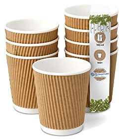 BIOZOYG 100x gobelets jetables isothermes 100 ml / 4 oz, Ø 62 mm blanc/brun - gobelet carton à double couche et sans plastique et - gobelet cafe