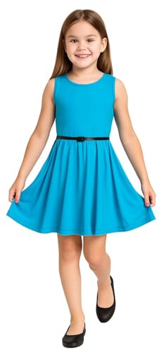 A2Z 4 Kids Girls Plain Skater Dress Party Fashion Summer Dresses - New Skater Dress Sea Green 7-8