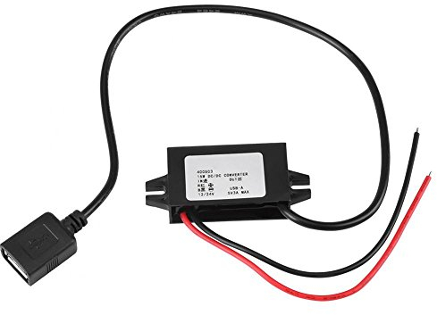 DC DC Adapter, Fydun Auto Abwärtswandler Regler 12V und 24V zu USB 5V 3A 10W Wandler wasserdichte Stromwandler Kabel Drähte