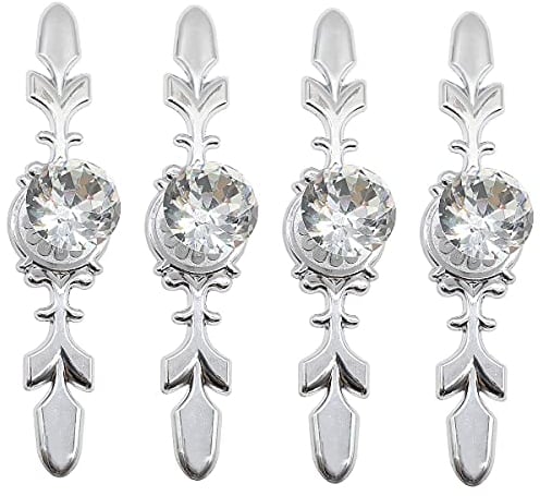 4 piezas Pomos de puerta de cristal, pomos de armario, tiradores de cajón de cristal de diamante Pomos de gabinete con manija de puerta(170 mm)
