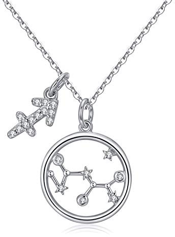 Qings Astrologie Stern Zirkonia Halskette 925 Sterling Silber Sternbild Halskette Schütze Anhänger Halskette Frau Liebhaber Geburtstagsgeschenk Ideen