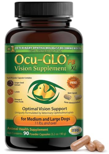 Ocu-Glo Nahrungsergänzungsmittel für mittelgroße und große Hunde Kapseln für die Augenpflege | Ergänzungsfutter mit Traubenkernextrakt, Lutein, Omega-3 Fettsäure, Vitaminen und Antioxidantien