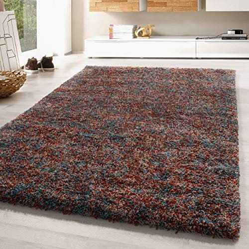 SIMPEX Teppich Wohnzimmer 200 x 290 cm Hochflor Teppich Terrakotta Moderne Einfarbig Meliert Design - Schlafzimmer Teppich Pflegeleicht Extra Weich Extra Flauschig - Carpet Living Room Deko