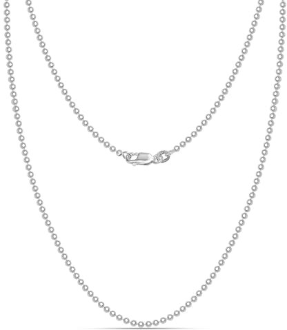 LeCalla Links Sterling Silber Italienisch Schmuck 1,2 MM, 1,50 MM, 2 MM, 3 MM Kugelkette Halskette für Teenager Frauen und Männer (16, 18, 20, 22, 24 Zoll)