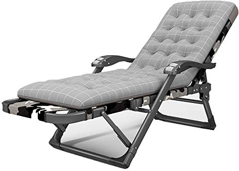 FUFU Deckchairs Übergroßer Null-Schwerkraft-Stuhl XL-Terrassen-Recliner gepolsterte Klappstuhl 15-position einstellbare Chaise-Lounge für den Außen-Terrassen-Strandrawn-Pool Saturbathing Bräunen, unte