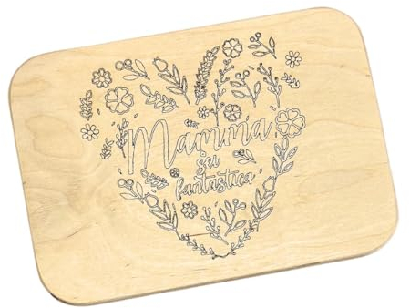 Tagliere da Cucina in Legno Naturale 100% Made in Italy Idea Regalo Festa della Mamma con Ricetta incisa Accessorio indispensabile per Cucina (Modello 3)