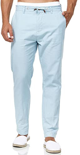 Indicode Herren Veneto Leinenhose aus Baumwolle und Leinen Stoffhose | Leichte Herrenhose für Urlaub und Freizeit mit viel Komfort, Freizeithose, Chinohose, Strandhose, Leinenhose für Männer