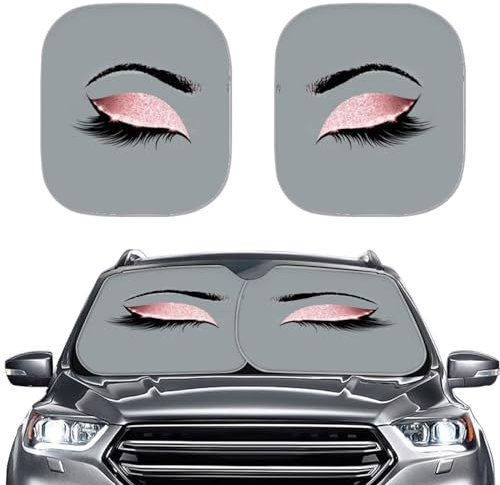 Howilath Beauty Eyes Shadow 2 PZ Parabrezza Parasole per Auto, Divertenti Accessori Auto Parasole Copertura Suv Rosa