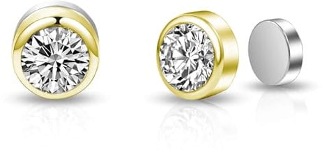 Philip Jones Gold Plated 6mm Magnetic Clip On Earrings Created with Zircondia® Crystals