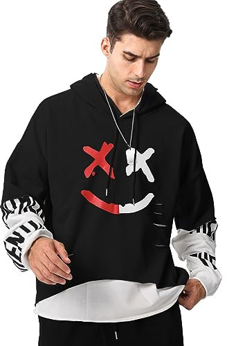 KENAIJING Felpa Uomo, Felpa con Cappuccio Uomo Cappuccio Sport Felpe, Nero, S