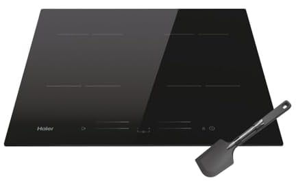 Haier Series 2 HAIPSJ64MC- Placa de Inducción, 4 Zonas de cocción, Ancho 60cm, Conectividad WIFI, Panel de control táctil Multislider, 9 niveles de potencia, Sonda Térmica, Cristal Negro