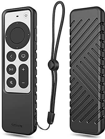 SITHON Slim Hülle Case für Apple TV 4K Siri Remote 3. Generation (2022) und 2. Generation (2021), Leichte rutschfeste Stoßfeste Silikon Schutzhülle Fernbedienung Hülle, Schwarz