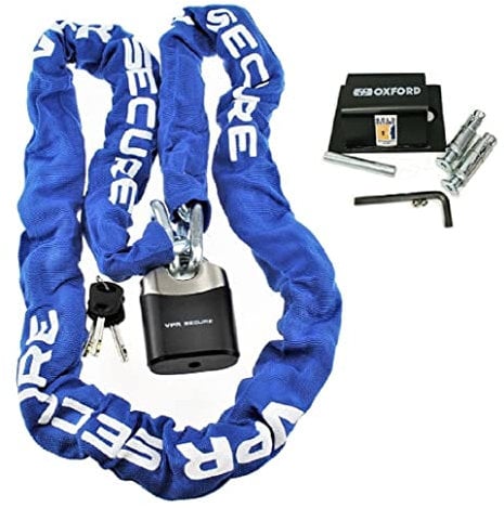 Oxford Security Brute Force Motorbike Ground Anchor VPR Sabre Hard Steel Motorcycle Chain Lock 180cm / 1.8m