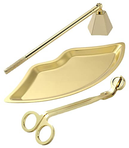 Yeeda Stainless Steel Candle Snuffer Set, Candle Care Kit Include Candle Extinguisher, Candle Scissors, Storage Tray Plate, Candle Accessory Set