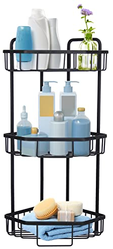 Duwee Eck-Duschregal mit 3 Etagen, Wandmontage, Duschablage aus Aluminium, rostfrei, für Dusche, WC, Wohnheim, Küche