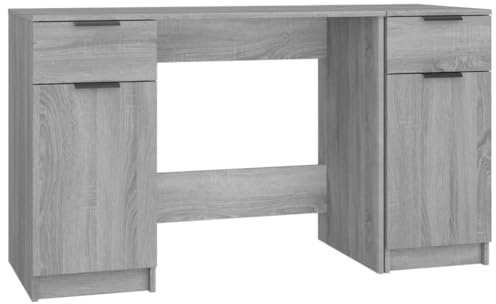 vidaXL Desk with Side Cabinet Grey Sonoma Engineered Wood Office Study