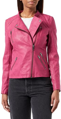 Only Onlava Faux Leather Biker OTW Noos Veste, Cerise, 40 Femme