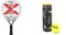 NOX Pala de Padel Set - Exclusive Series, Blanco - Rojo, Estándar & Bote de 3 Pelotas de pádel Pro Titanium, Deportes al Aire Libre, Amarillo, 6x6x19cm