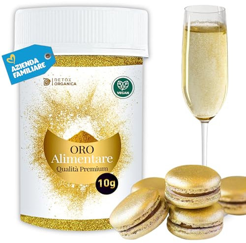 Detox Organica Coloranti Alimentari [ 10G - ORO Alimentare ] 100% uso Commestibile - Colorante in Polvere | Per poter dare colore ai tuoi Dolci e alle tue Bevande e rendere uniche le tue decorazioni!