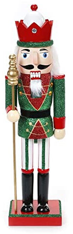 Inge-glas Nussknacker Holz 36cm | Weihnachten Dekofigur grün rot | Figur Deko Weihnachtsdeko Zuhause