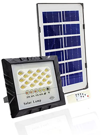 Projecteur Solaire Extérieur 50W 72 LEDS + Panneau Photovoltaïque à Haute Conversion, Télécommande, Capteur d'allumage Automatique. Projecteur Solaire IP67 pour Éclairage, Jardin, Garage.