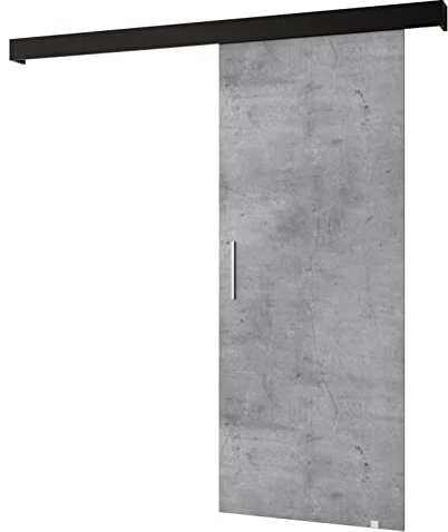 MEBLE KRYSPOL Salwador 1 Schiebetürsystem mit Schienenabdeckung - Schiebetüren für Innen - Loftige Einbautüren - Solide Konstruktion - 90x204 cm - Beton