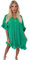 eyes Women’s Gold Button Pleated Short Sleeve Plain Collared Frill Hem Ladies Casual Loose Fit Oversized Baggy Plus Size Swing Summer Dresses for Women Jade Green One Size 8-22