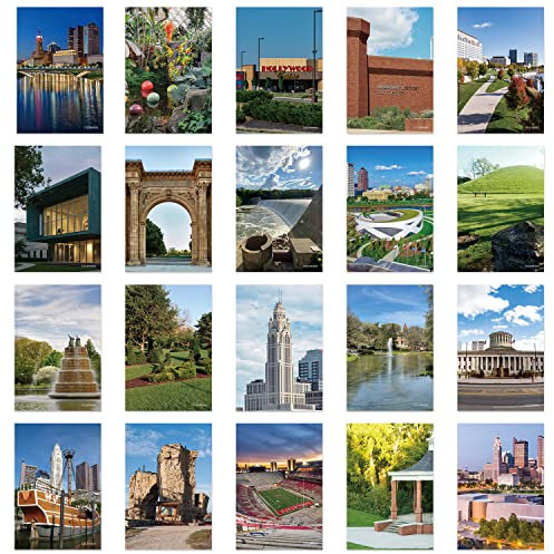 xtvinvm US City Columbus Ohio Reise-Postkarten aus der ganzen Welt Vintage Postkarten-Set für den Versand von Geschäfts- und Weihnachtsfeiertagen, Geburtstagspostkarten mit Versandseite, 20 Stück