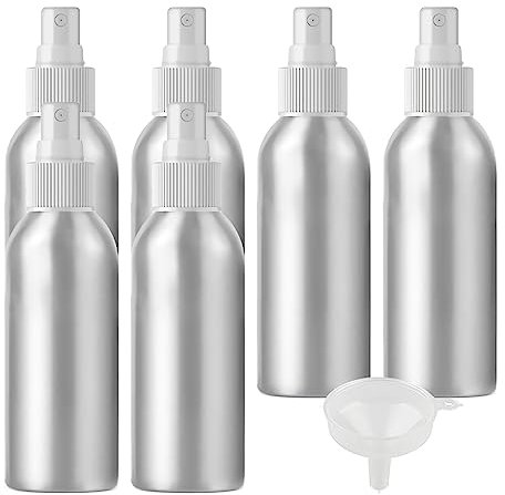 BPZXL 6 Piezas Rellenables 150ml Botella de Aluminio con Bomba en Blanco Niebla Fina Atomizador, para Perfumes Viajes y rtículos de Agua Cosmético