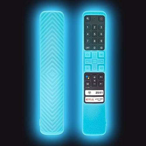Custodia protettiva in silicone per telecomando TCL RC901V FMR1 Smart Voice che si illumina al buio, antiurto, lavabile, antiscivolo, delicata sulla pelle, con cordino (blu)