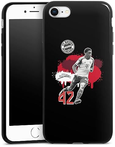Slim Case extra dünn kompatibel mit Apple iPhone 8 Silikon Handyhülle schwarz Hülle FC Bayern München Jamal Musiala Offizielles Lizenzprodukt