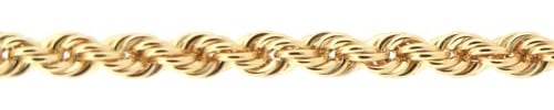 Jewelco London Ladies 9ct Yellow Gold Diamond Cut Hollow Rope 2mm Chain Bracelet, 7.5 inch 19cm