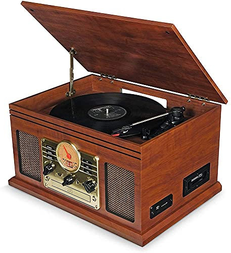 Tocadiscos, Tocadiscos, Centro De Música Retro De Madera Hi-Fi con Control Remoto, Tocadiscos, Reproductor De CD, Casse