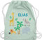 Turnbeutel Rucksack - Safari Tiere Zootiere Zoo Giraffe Zebra Löwe Elefant - Unisize - Pastell Grün - personalisierte kindergarten beutel tier stoffbeutel wäschebeutel kita tieren sportbeutel