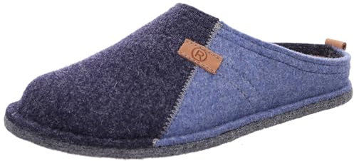 Rohde Herren Pantoffel Wollfilz Hausschuh Lucca-H 6942, Größe:47 EU, Farbe:Blau