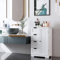 Bathroom Floor Cabinet Cupboard Free Standing Wooden Cabinet Storage Unit with 4 Drawers & 1 Door, Adjustable Shelf, White